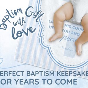 Baptism Gifts for Boys, Girls - Baptismal Gifts, Christening Gifts for Baby Boys, Girls - Baby Dedication Gifts from Godmother, Godfather, Godparent - Blue and White Flannel Blanket, 30"x 36"