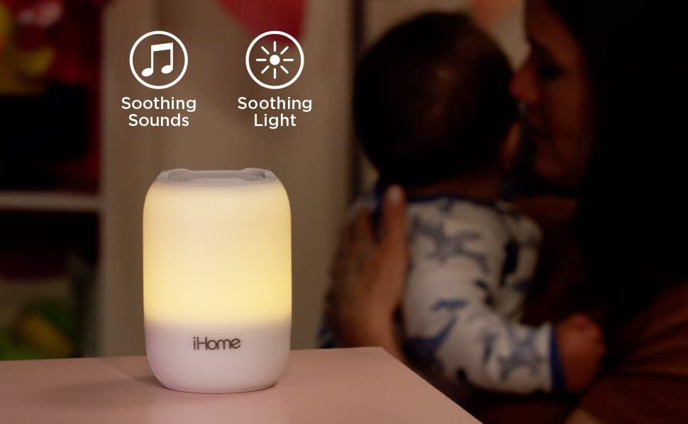 iHome Night Light with Sound Machine for Baby, Portable White Noise Machine with Sleep Sounds and Lullabies for Kids to Sleep, Ideal for Baby Shower Gifts