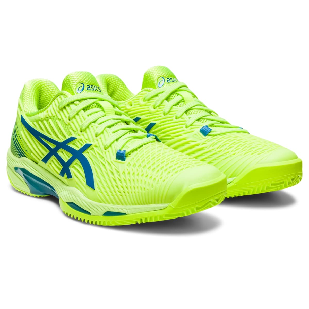 ASICS Women's Solution Speed FlyteFoam 2 Clay Tennis Shoes, 10.5, Hazard Green/Reborn Blue