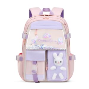 stylifeo bunny backpack for girls cute backpack kawaii school bookbag for kindergarten preschool elementary(pink for girl grades 1-3)