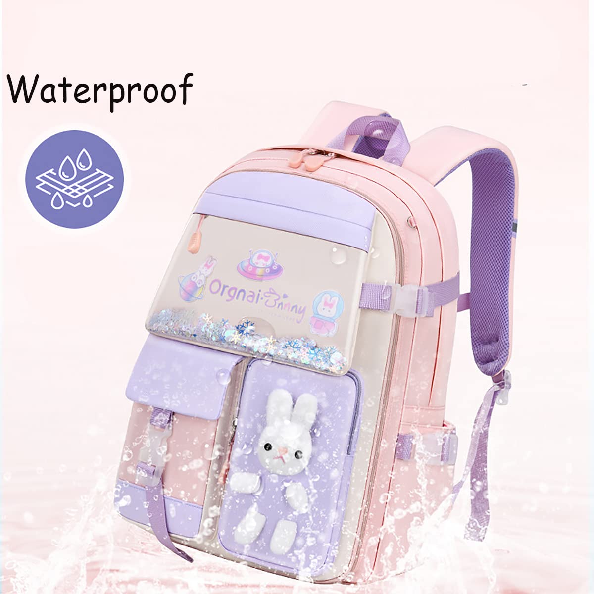 Stylifeo Bunny Backpack for Girls Cute Backpack Kawaii School Bookbag for Kindergarten Preschool Elementary(Pink for girl grades 1-3)