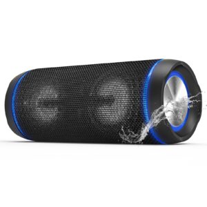 eduplink bluetooth speakers 40 watt powerful louder volume deep bass long battery life ip67 waterproof charge out for outdoor (black)