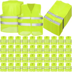 jagely 40 pack high visibility safety vest bulk reflective mesh security vest for men women work cycling runner neon