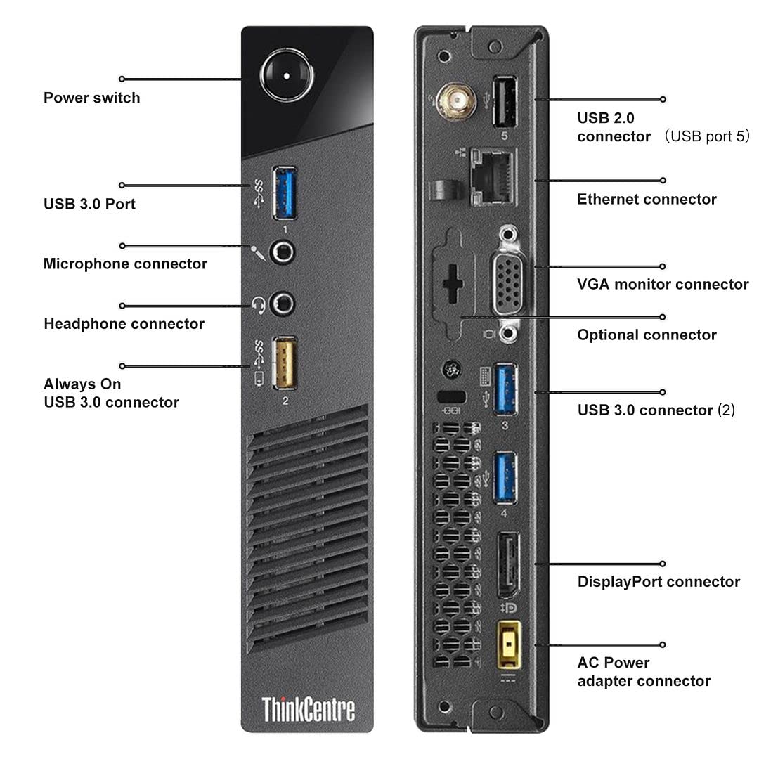 Lenovo ThinkCentre M83 Tiny Mini Business Desktop Computer, Intel Quad-Core i5-4590T Processor, 16GB RAM, New 1TB SSD, WiFi, Windows 10 Pro (Renewed)