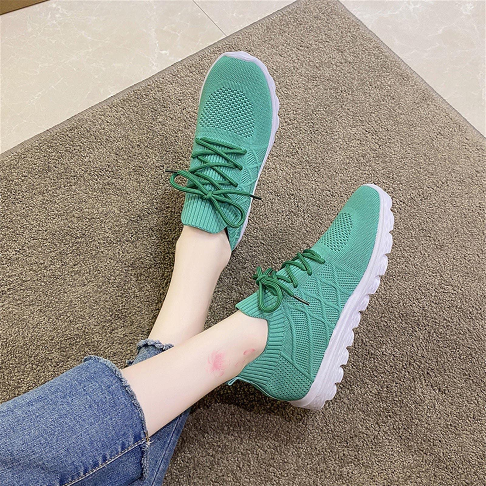 MLAGJSS Slip ons Memory Foam Flats Women's Sneakers Walking Sneakers Womens Sneakers Size 11 Walking Sneakers (0712A324 Mint Green,Size 8)