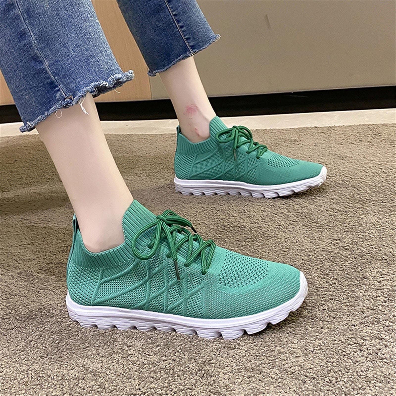 MLAGJSS Slip ons Memory Foam Flats Women's Sneakers Walking Sneakers Womens Sneakers Size 11 Walking Sneakers (0712A324 Mint Green,Size 8)