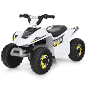 OLAKIDS Kids Ride On ATV, 6V Motorized Quad Toy Car for Toddlers, 4 Wheeler Battery Powered Electric Vehicle for Boys Girls with Forward/Reverse Switch, Anti-Slip Wheels (White)