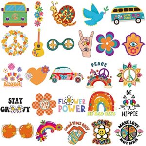 ooopsiun hippie temporary tattoos for kids - 70 styles,groovy 70s peace and love flower power birthday party favors for boys girls