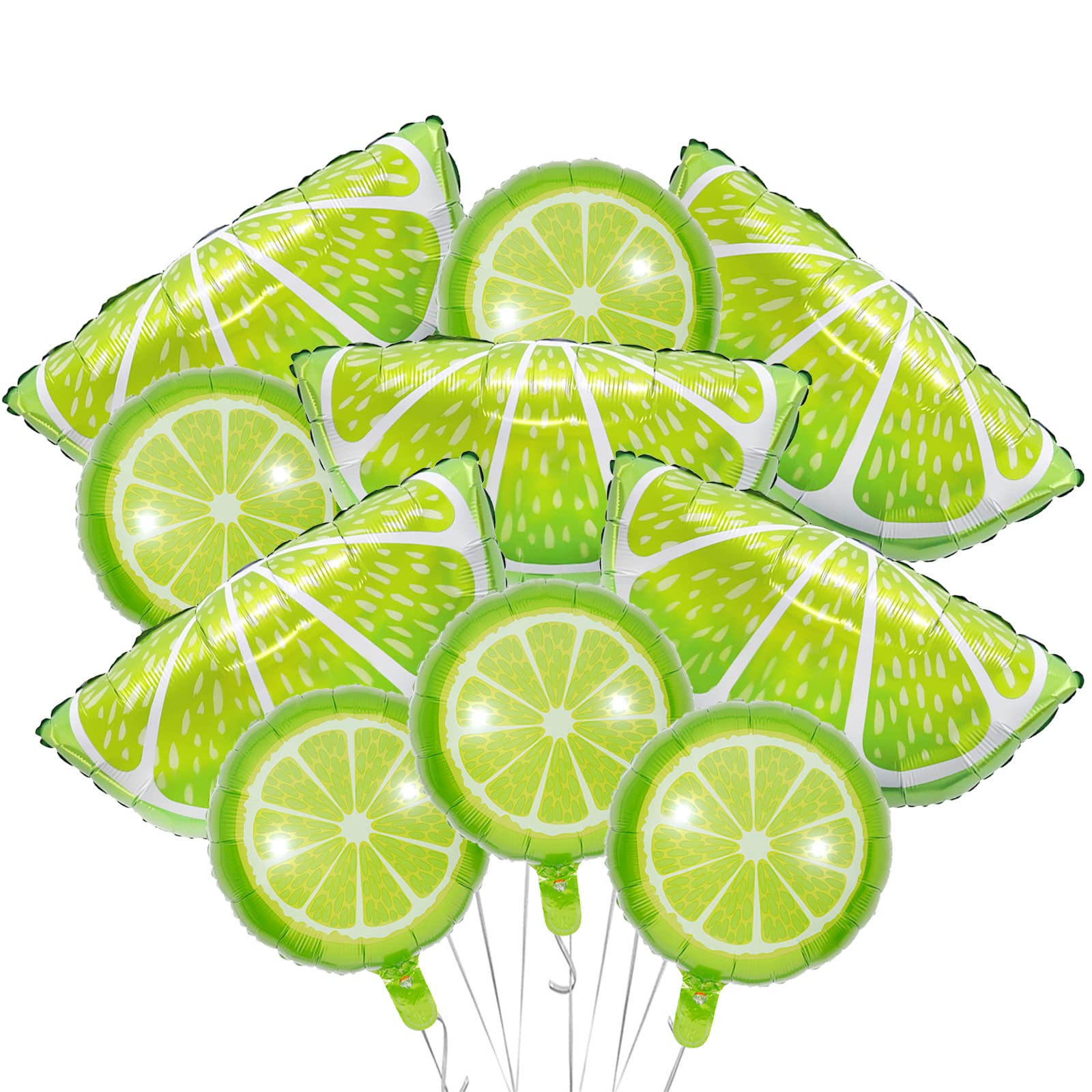 10Pcs Fruit Lime Balloons Large Fruit Green Lemon Foil Round Lemon Mylar Balloons for Summer Thanksgiving Harvest Fall Autumn Fruit Theme Party Decorations Supplies