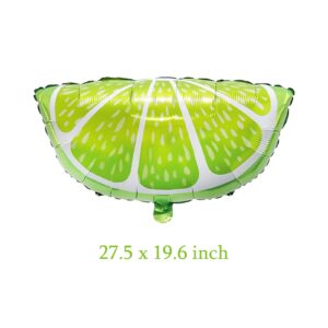 10Pcs Fruit Lime Balloons Large Fruit Green Lemon Foil Round Lemon Mylar Balloons for Summer Thanksgiving Harvest Fall Autumn Fruit Theme Party Decorations Supplies