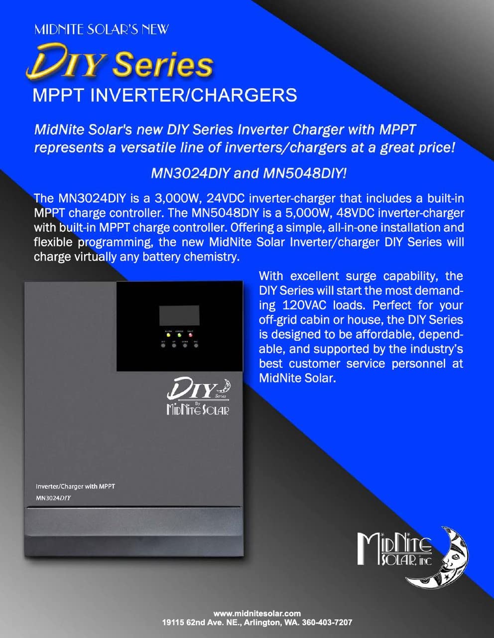 MidNite Solar MN5048DIY MPPT Inverter/Charger 120VAC 48VDC 5000W