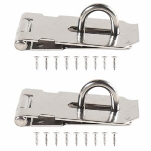 door locks hasp latch | royabolt | 3 inch 2 pack stainless steel safety padlock clasp hasp lock latch, extra thick gate lock hasp with screws (3 inch)