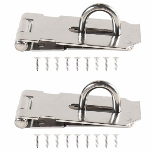 Door Locks Hasp Latch | Royabolt | 3 Inch 2 Pack Stainless Steel Safety Padlock Clasp Hasp Lock Latch, Extra Thick Gate Lock Hasp with Screws (3 inch)