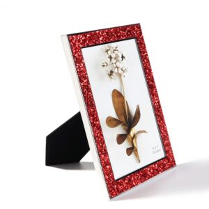 5x7 Picture Frame High-grade Metal Tabletop Photo Frames Smooth Finish Display Pictures Ideal Gift to Family and Friends（Red Glitter）