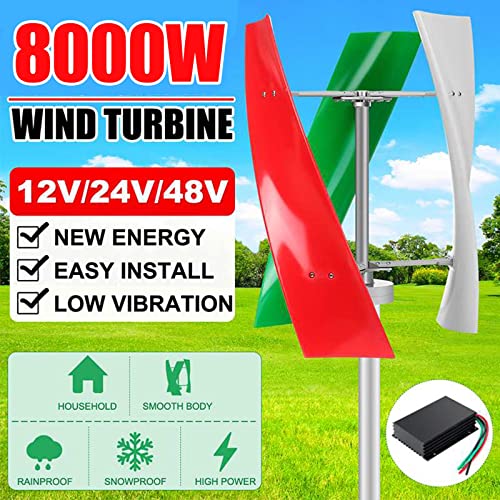 QAZNHODDS 9000W Vertical Axis Permanent Magnetic Levitation Wind Turbine with Controller, 12V 24V 48V 220V Horizontal Wind Turbine Garden-Outdoor Wind Turbine,12V