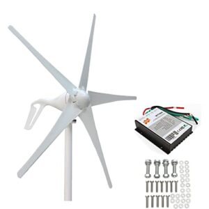 qaznhodds 4000w wind turbine generator kit 24v wind industrial machinery equipment with wind boosting controller 5 blades horizontal axis permanent magnet generator for home street,five blade,48v