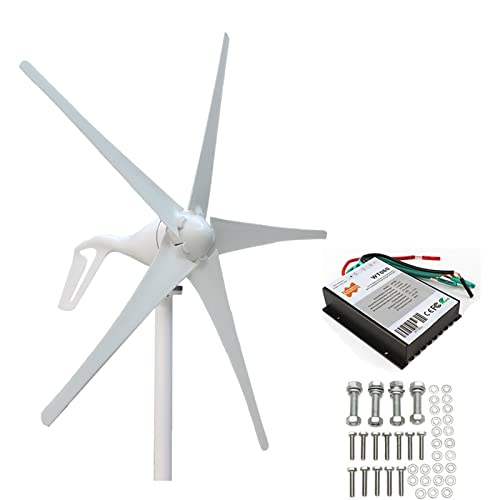 QAZNHODDS 4000W Wind Turbine Generator kit 24v Wind Industrial Machinery Equipment with Wind Boosting Controller 5 Blades Horizontal Axis Permanent Magnet Generator for Home Street,Five Blade,48v