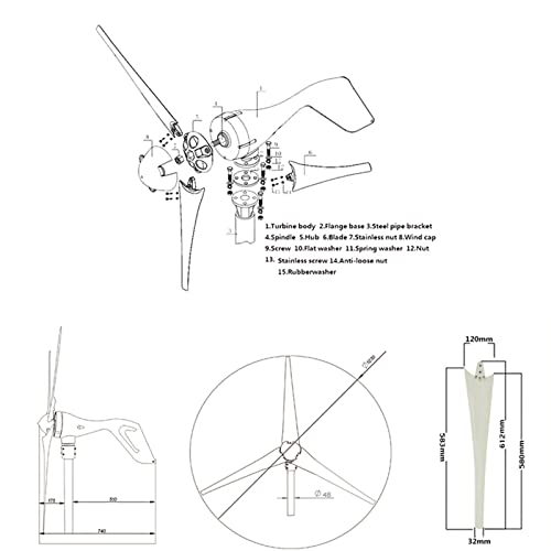 QAZNHODDS 4000W Wind Turbine Generator kit 24v Wind Industrial Machinery Equipment with Wind Boosting Controller 5 Blades Horizontal Axis Permanent Magnet Generator for Home Street,Five Blade,48v