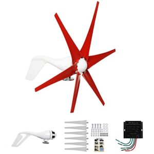 qaznhodds wind turbine generator kit, 6000w 6 blade wind industrial machinery equipment with wind boosting controller for terrace, marine, motorhome, chalet, boat,3,12v