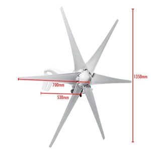 QAZNHODDS Wind Turbine Generator kit, 6000W 6 Blade Wind Industrial Machinery Equipment with Wind Boosting Controller for Terrace, Marine, Motorhome, Chalet, Boat,3,12V