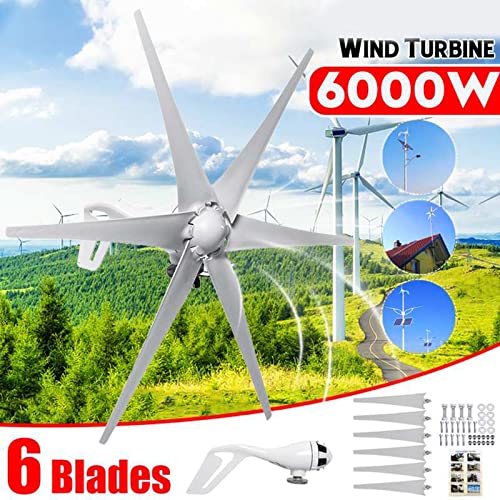 QAZNHODDS Wind Turbine Generator kit, 6000W 6 Blade Wind Industrial Machinery Equipment with Wind Boosting Controller for Terrace, Marine, Motorhome, Chalet, Boat,3,12V