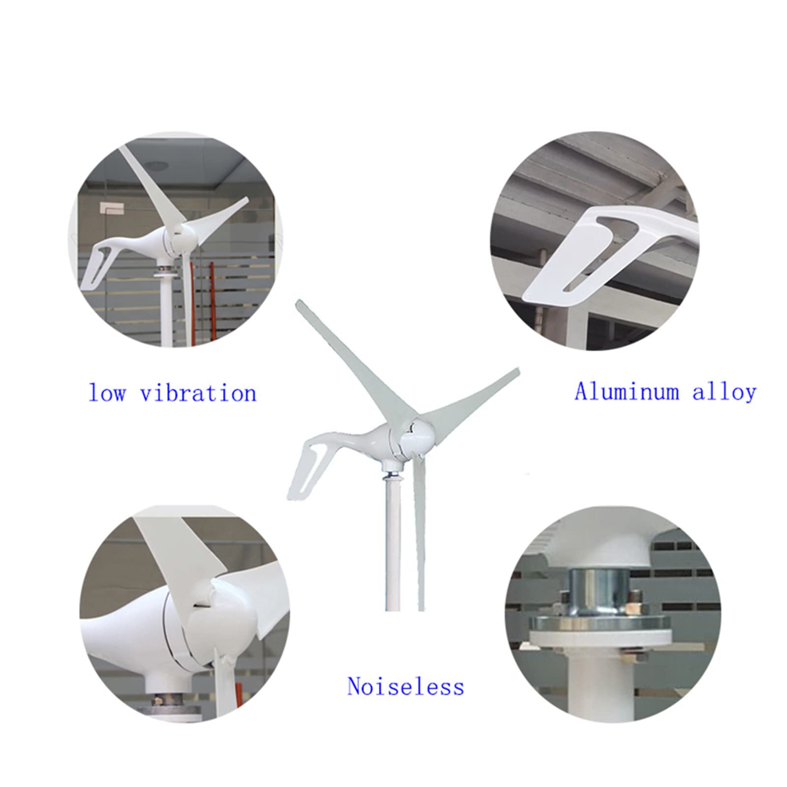 QAZNHODDS 4000W Wind Turbine Generator kit 24v Wind Industrial Machinery Equipment with Wind Boosting Controller 5 Blades Horizontal Axis Permanent Magnet Generator for Home Street,Five Blade,24v