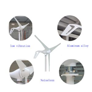 QAZNHODDS 4000W Wind Turbine Generator kit 24v Wind Industrial Machinery Equipment with Wind Boosting Controller 5 Blades Horizontal Axis Permanent Magnet Generator for Home Street,Three Blade,24v