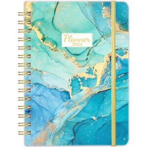 planner 2023-2024 - jul. 2023 - jun. 2024, 6.4" x 8.5", academic planner 2023-2024, weekly and monthly planner with tabs, hardcover with elastic closure, back pocket, twin-wire binding - bule