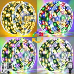 outdoor string lights - 328ft 1000 led christmas lights ip67 waterproof, plug in 11 modes fairy lights bedroom with remote for patio camping garden tree holiday party wedding (warmwhite to multicolor)