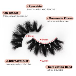 Mink Lashes Fluffy 20MM Dramatic Eye Lashes, Wispy 3D Long Big Eyelashes Mink 18MM False Bottom Lashes Pack 10 Pairs