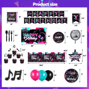 Music Birthday Party Supplies, Disco Party Decorations, Music Theme Party Set Include Disco And Music Note Balloons, Banners, Backdrop, Napkins, Plates, Tableware For Kids, Baby