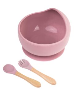 3 pcs baby utensils for self-feeding, silicone bowls for baby, baby spoons and baby forks, suction cup bowls for babies, and kids utensils for over 6 months