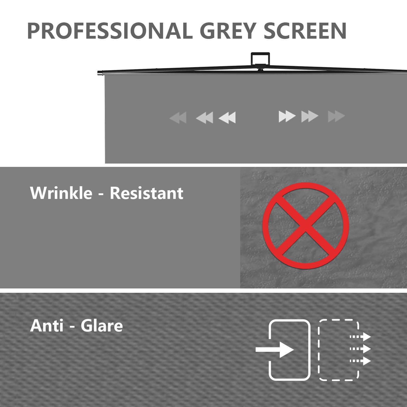 【Easy Set-Up】 RAUBAY 59.8 x 78.7in Collapsible Gray Backdrop Screen Portable Retractable Panel Photo Grey Background with Stand for Video Conference, Photographic Studio, Streaming