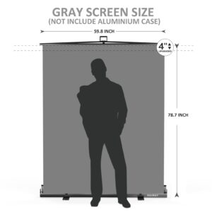 【Easy Set-Up】 RAUBAY 59.8 x 78.7in Collapsible Gray Backdrop Screen Portable Retractable Panel Photo Grey Background with Stand for Video Conference, Photographic Studio, Streaming