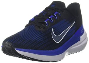 nike men's air winflo 9 sneaker, black white old royal racer blue, 11