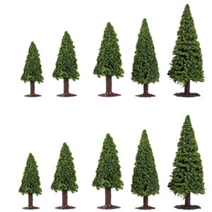 alblinsy 10pcs green scenery landscape model cedar trees train scenery landscape pine miniature diorama trees mixed model for road architecture building diy decoration