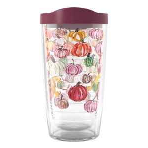tervis sara berrenson fall pumpkin pattern made in usa double walled insulated tumbler cup keeps drinks cold & hot, 16oz, classic