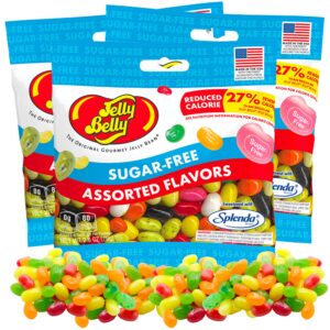 sugar free jelly beans, sugar-free chewy candies in assorted fruity flavors, low calorie shareable sweet snacks, 2.8 ounce bags, pack of 3