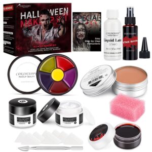 cokohappy halloween sfx makeup kit - 3 ways create special effect stage theatrical makeup kit for professional body & face paint