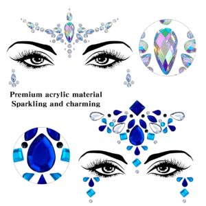 Lusy DM 12 Sets Face Gems Mermaid Face Jewels Rhinestone Rave Face Gems Temporary Tattoos Crystal Face Jewels Stickers for Race Carnival Festival Party