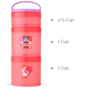 Whiskware Disney Stackable Snack Containers for Kids and Toddlers, 3 Stackable Snack Cups for School and Travel, Minnie and Daisy