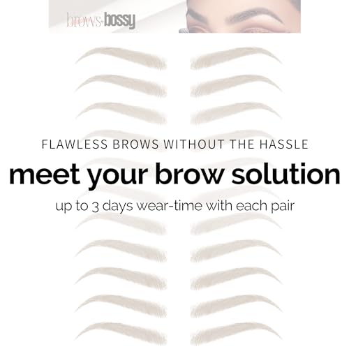 Brows by Bossy 5 Pack Temporary Eyebrow Tattoos Waterproof Eyebrow Stickers, False Tattoos Hair Like Peel Off Instant Transfer Brows For Women And Men | Natural Strokes, Shaping (curved, ash brown)