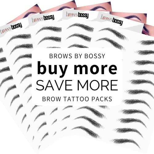 Brows by Bossy 5 Pack Temporary Eyebrow Tattoos Waterproof Eyebrow Stickers, False Tattoos Hair Like Peel Off Instant Transfer Brows For Women And Men | Natural Strokes, Shaping (curved, ash brown)