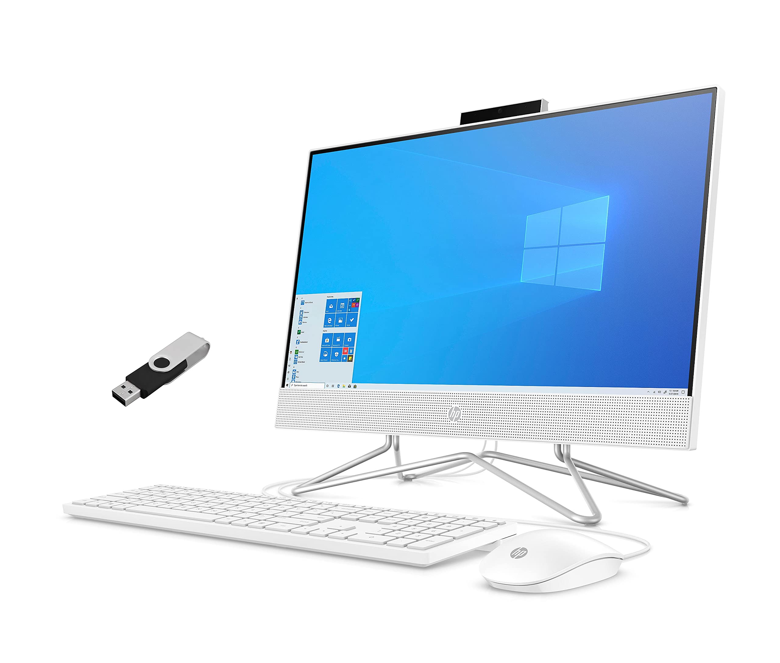 HP 2022 22-inch FHD All-in-One Desktop Computer - Quad-Core Intel Pentium J5040-16GB DDR4 RAM-512GB SSD - WiFi Bluetooth RJ45 LAN - Windows 11 Pro - Snow White w/RATZK 32GB USB