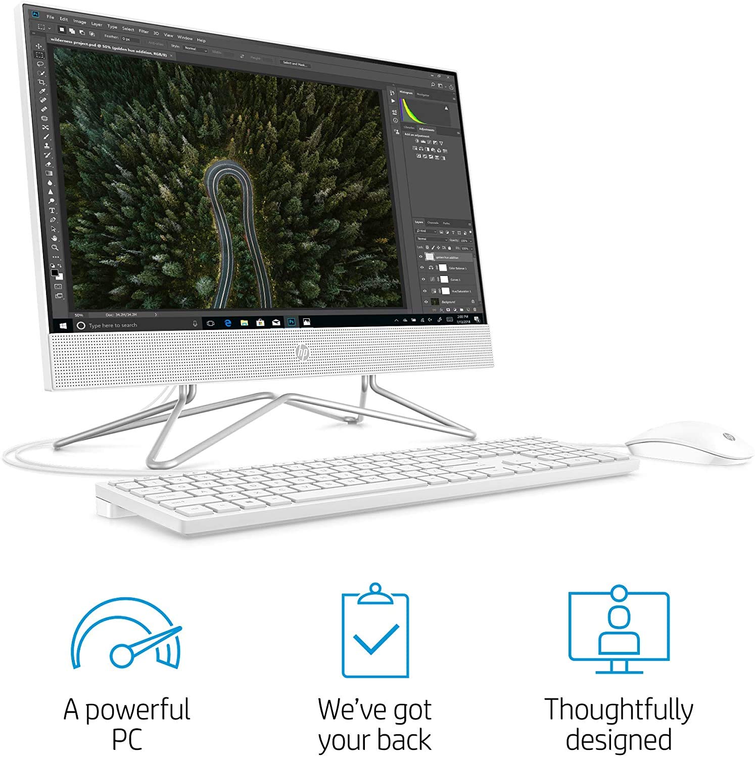 HP 2022 22-inch FHD All-in-One Desktop Computer - Quad-Core Intel Pentium J5040-16GB DDR4 RAM-512GB SSD - WiFi Bluetooth RJ45 LAN - Windows 11 Pro - Snow White w/RATZK 32GB USB