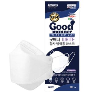 (50 count) good manner kf94 protective face safety mask (white) made in south korea