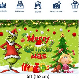 Merry Christmas Party Decorations, 5x3 Ft Christmas Backdrop for Kid Party Supplies Happy Birthday Banner Cartoon Theme Party Decorations Photography Background