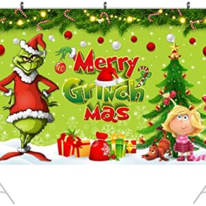 Merry Christmas Party Decorations, 5x3 Ft Christmas Backdrop for Kid Party Supplies Happy Birthday Banner Cartoon Theme Party Decorations Photography Background