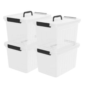 eudokkyna 4-pack latching box with handle, 20l clear plastic storage bins with lid