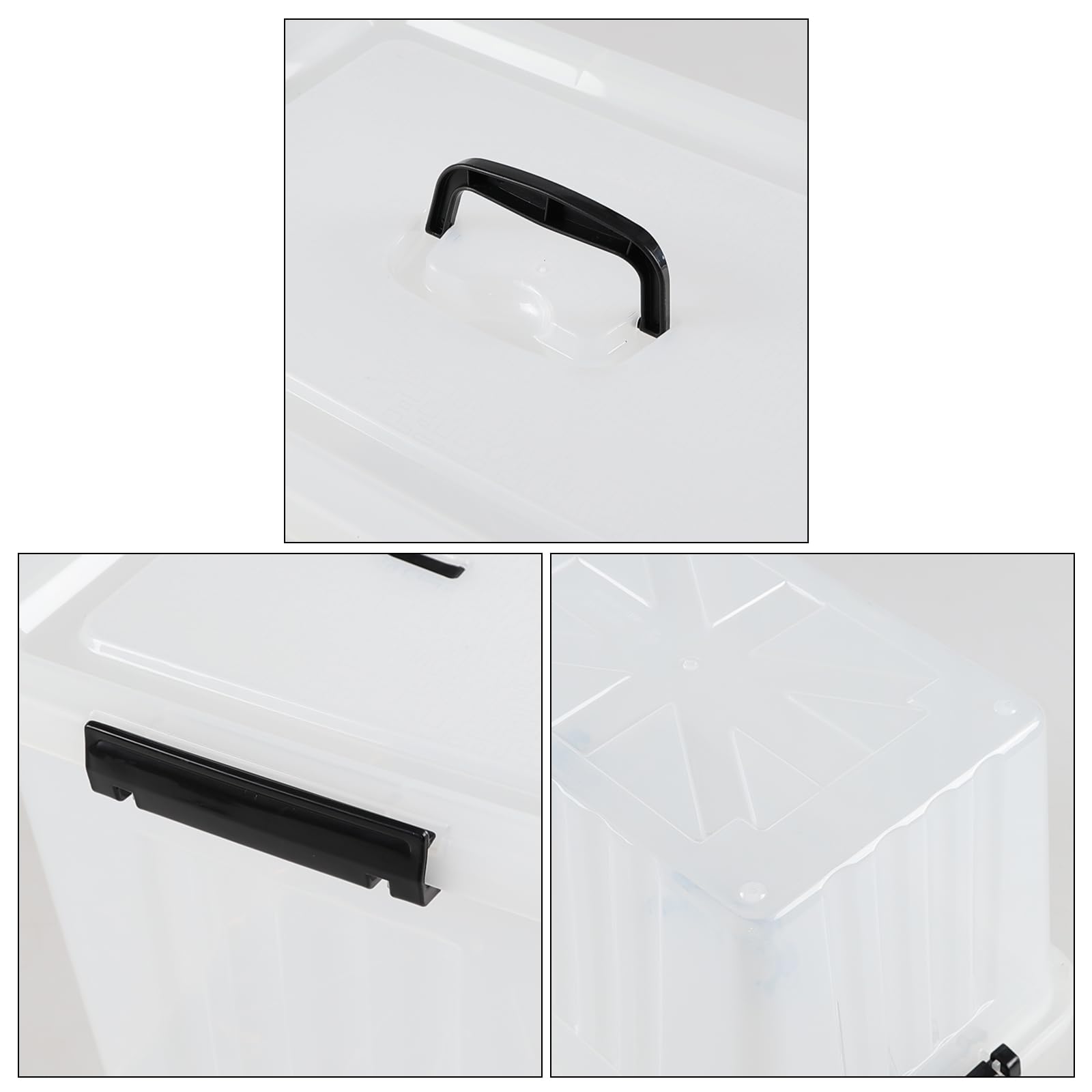 EudokkyNA 4-Pack Latching Box with Handle, 20L Clear Plastic Storage Bins with Lid